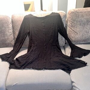 Free People Black Long Sleeve Top